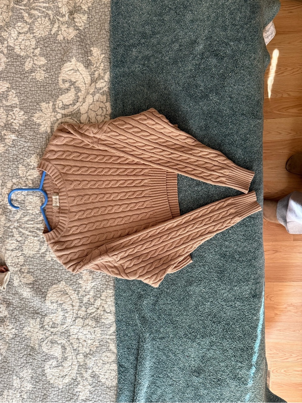 Altar'd State Camel Cable Knit Cropped Sweater